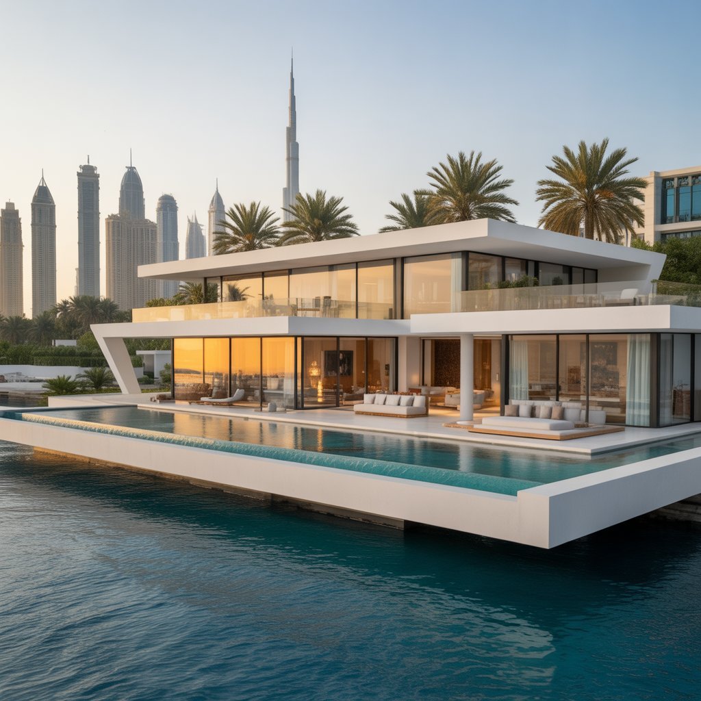 Villa contemporaine en bord d'eau à Dubaï